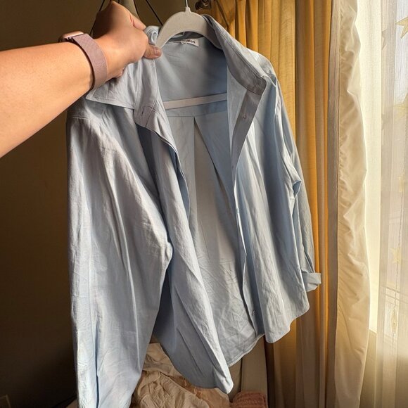 Reformation Andy Oversized Shirt Blue - Size L - Picture 4 of 5